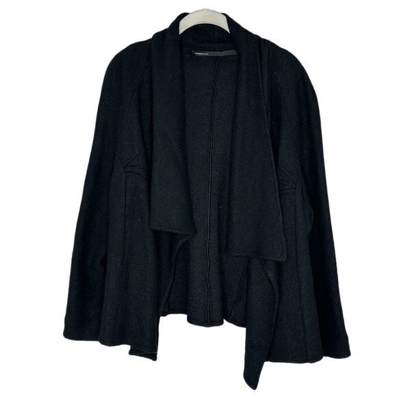 Kedem Sasson Black Hanky Hem Cotton Viscose Boiled Lagenlook Open Cardigan Sz 1 - Picture 1 of 6